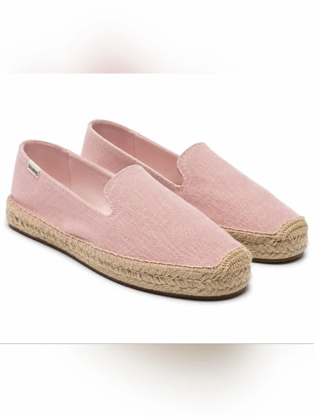 Soludos Smoking Slipper Espadrilles Pink Canvas Flats 9.5 Coastal Resort NIB
